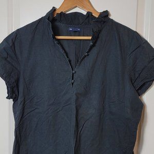 Gap 100% cotton Shirt for women size XL short sleeves v-neck navy blue Gap